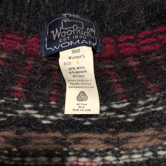 Vintage Woolrich Sweater Womens Large Wool Mohair Floral Fair Isle Button Up - Picture 8 of 10